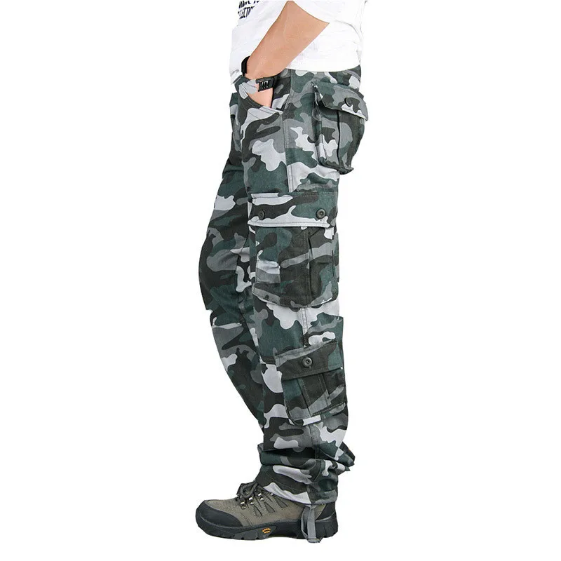 Мужские камуфляжные брюки карго повседневные мешковатые армейские с множеством