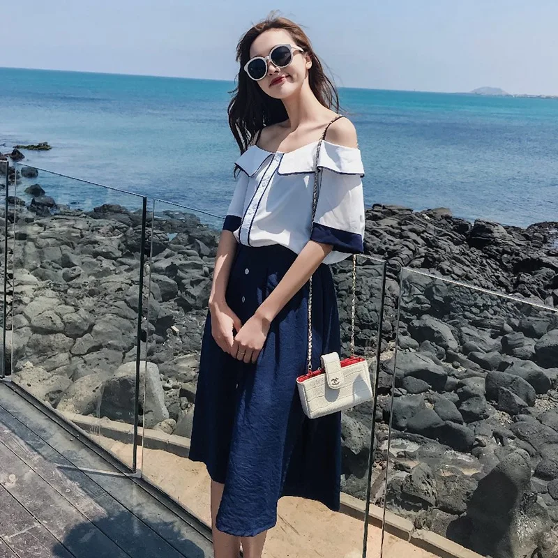 Photo Shoot INS-Elegant off-Shoulder Contrast Color Cotton Linen Dungaree Shirt Travel Set High-waisted Single Breasted Half-len
Photo Shoot INS-Elegant off-Shoulder Contrast Color Cotton Linen Dungaree Shirt Travel Set High-waisted Single Breasted Half-len