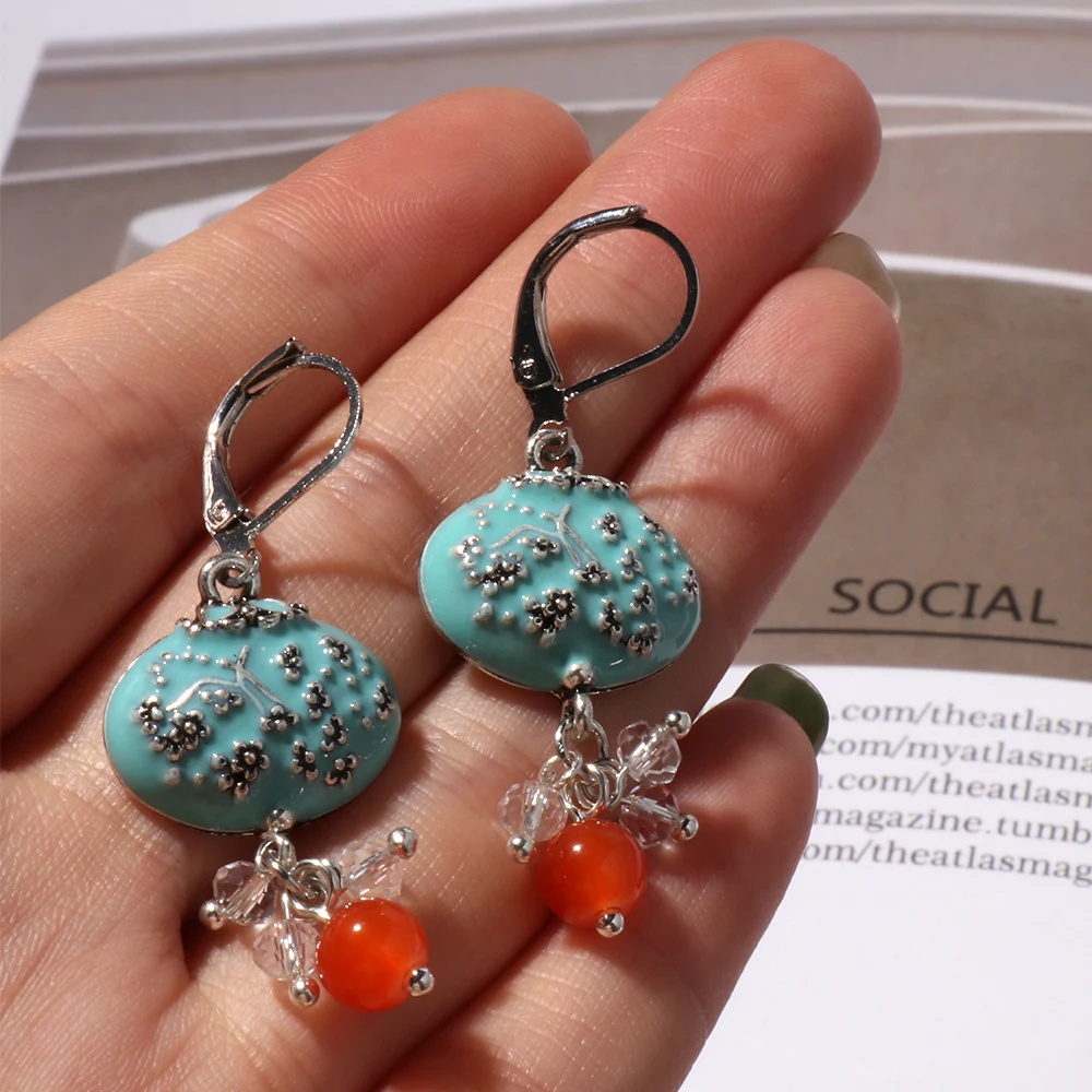 Female Bohemia Orange Ornament Big Blue Stone Earrings Vintage Plum Blossom Branch Drop Earrings Jewelry boucle d'oreille femme
Female Bohemia Orange Ornament Big Blue Stone Earrings Vintage Plum Blossom Branch Drop Earrings Jewelry boucle d'oreille femme