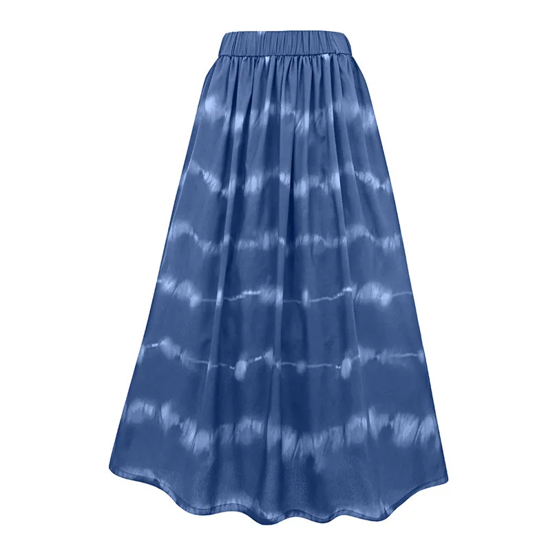 Fashion Women Casual Skirt Tie-dyed Patchwork Gradation Pocket Long Skirt plus Size S-2XL Casual Skirts 30N07 (18)