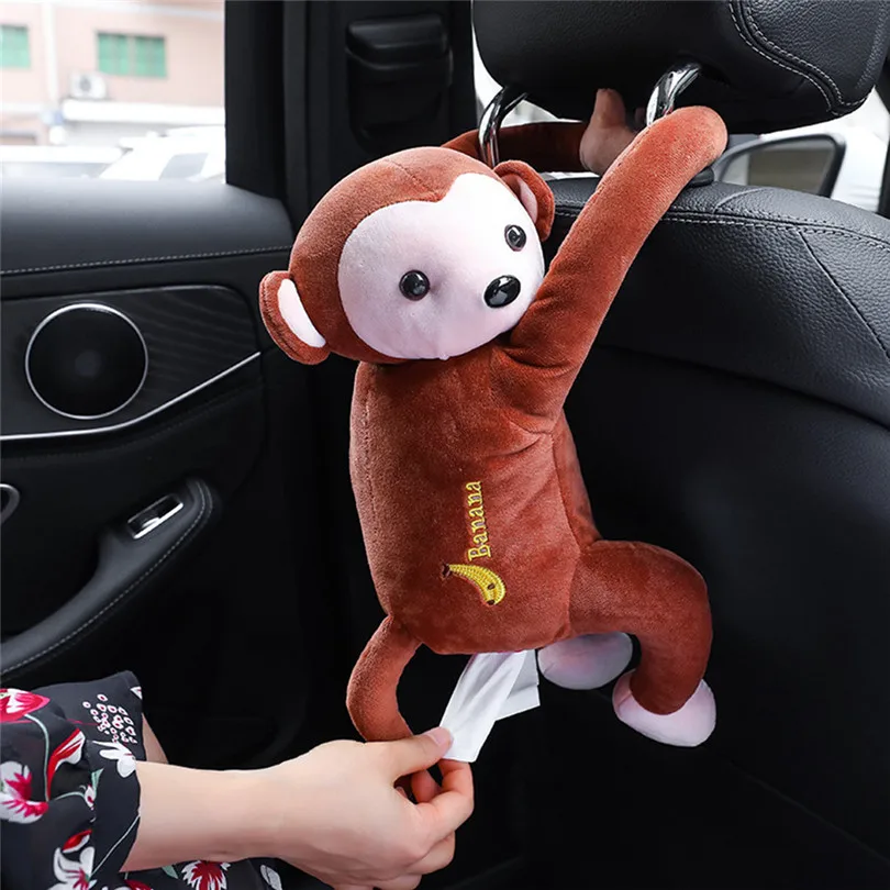 Фото Cartoon Tissue Box Cover Case Napkin Holder Plush Car Monkey Animal Hanging Decor Wedding | Дом и сад