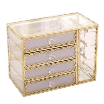 Retro European Jewelry Box Nordic Windscreen Gold Bronze Edge Earring Ring Necklace Dust-proof Receiving Box 
Retro European Jewelry Box Nordic Windscreen Gold Bronze Edge Earring Ring Necklace Dust-proof Receiving Box