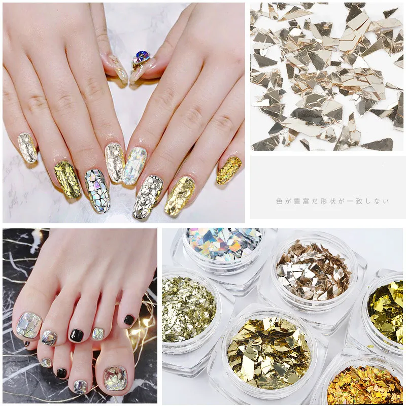 1 Set / 6 Pieces Glass Shards Set Nail Decoration Ornaments New Irregular Gold Leaf and Tin Foil Shiny Diamond Nail Sequins
1 Set / 6 Pieces Glass Shards Set Nail Decoration Ornaments New Irregular Gold Leaf and Tin Foil Shiny Diamond Nail Sequins