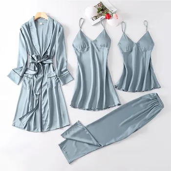 Youhottest Silk Pajamas Sets Women Sexy Robers 4-piece Suits Women Spaghetti Straps Top+Pants
Youhottest Silk Pajamas Sets Women Sexy Robers 4-piece Suits Women Spaghetti Straps Top+Pants