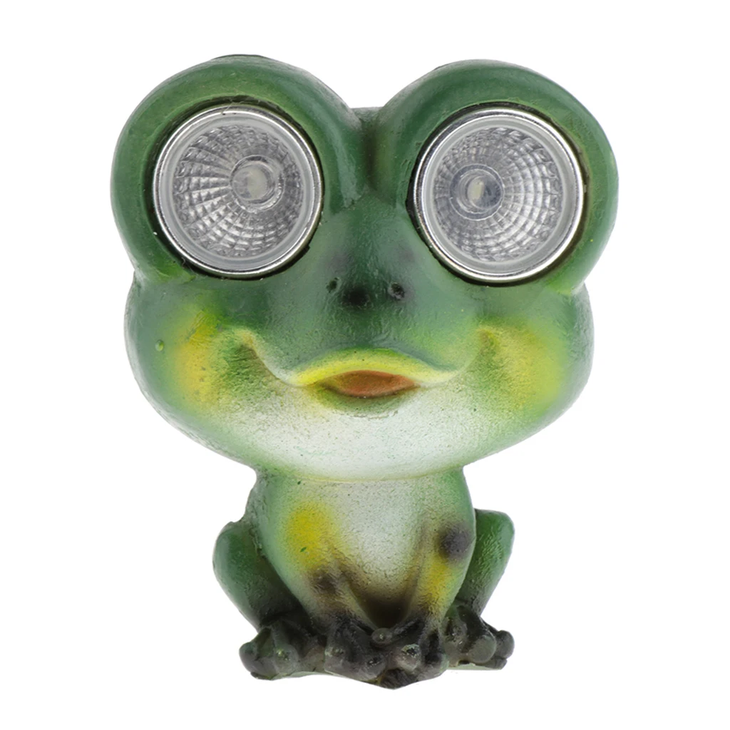 Зеленая лягушка из смолы садовая статуя животного с солнечными лампочками глаза