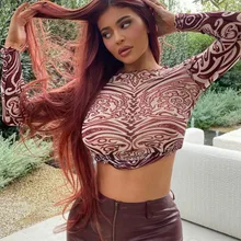 Women's Basic Fashion See-through Tops Modern Urban Sexy Mesh Graphic Nine-point Tops Spring Full Sleeve 2021 New T-shirt Women
Women's Basic Fashion See-through Tops Modern Urban Sexy Mesh Graphic Nine-point Tops Spring Full Sleeve 2021 New T-shirt Women