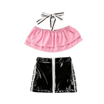 New Brand Kids Sweet Clothes Set Princess Summer Sleeveless Halter Neck Ruffles Pink Crop Top PU Leather Skirt 2Pcs Outfits 1-6Y
New Brand Kids Sweet Clothes Set Princess Summer Sleeveless Halter Neck Ruffles Pink Crop Top PU Leather Skirt 2Pcs Outfits 1-6Y