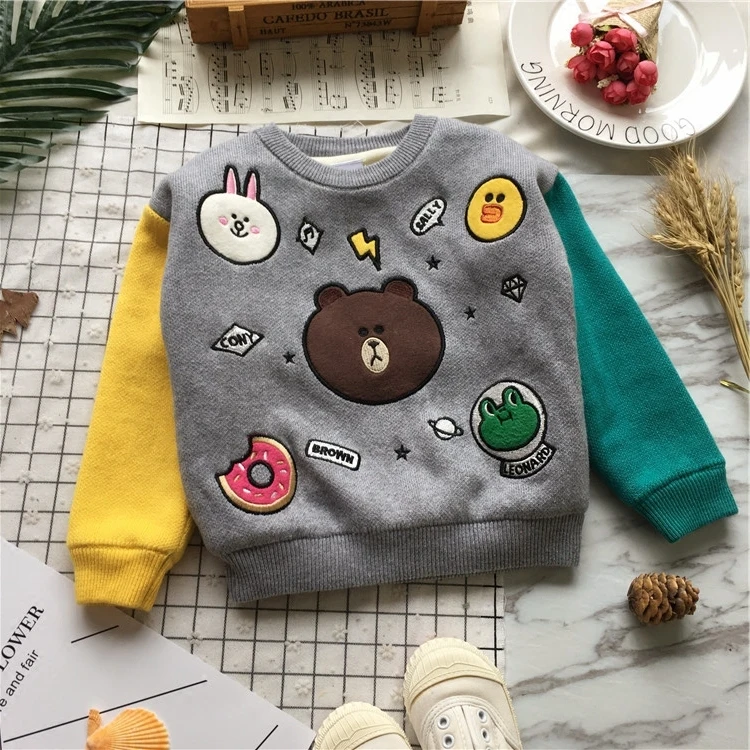 

Tonytaobaby New Winter Style Boys and Girls Color Contrast Cute Bear Plush Sweater