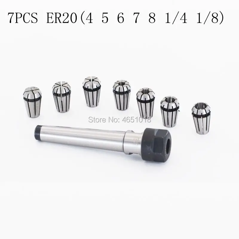 Milling tool shank drilling and milling machine Mohs taper shank MTB MT1 MT2 MT3 MT4 ER20 M6 M10 M12 M16 7PCS ER20 chuck COLLET