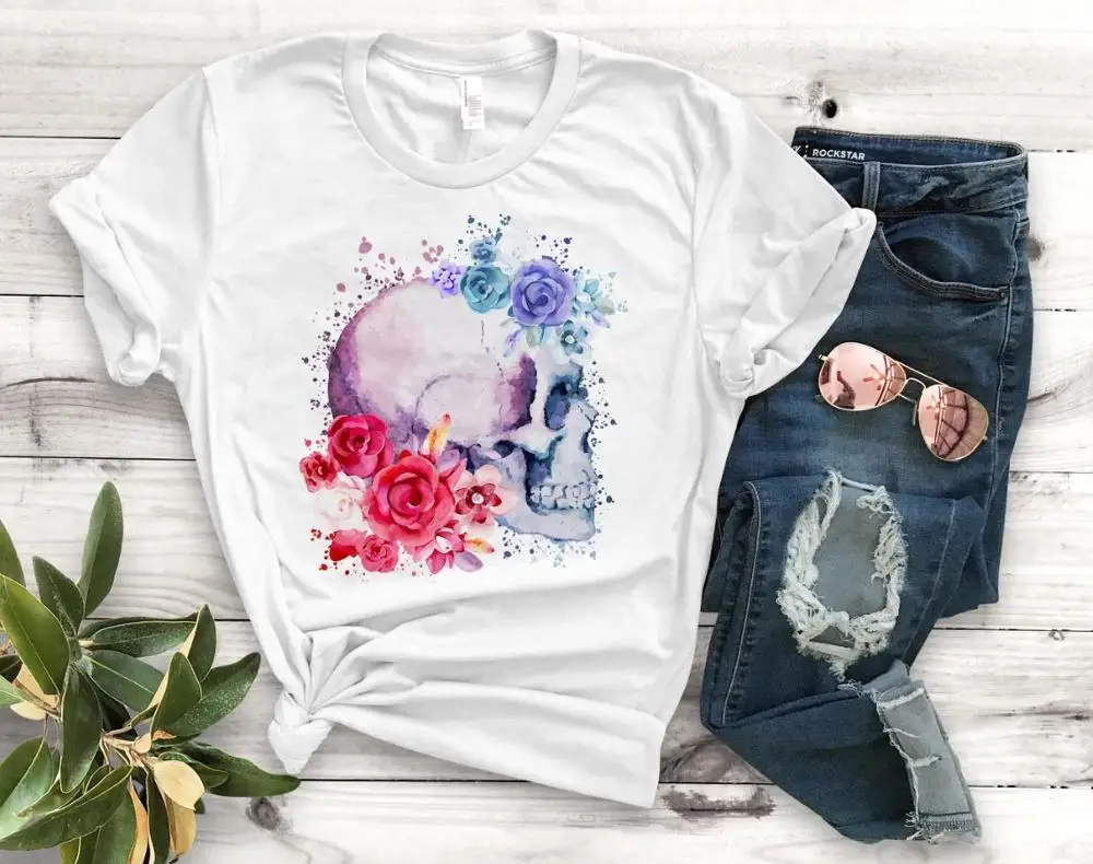 flower skull floral Print Women tshirt Cotton Casual Funny t shirt Gift For Lady Yong Girl Top Tee PM-99
flower skull floral Print Women tshirt Cotton Casual Funny t shirt Gift For Lady Yong Girl Top Tee PM-99
