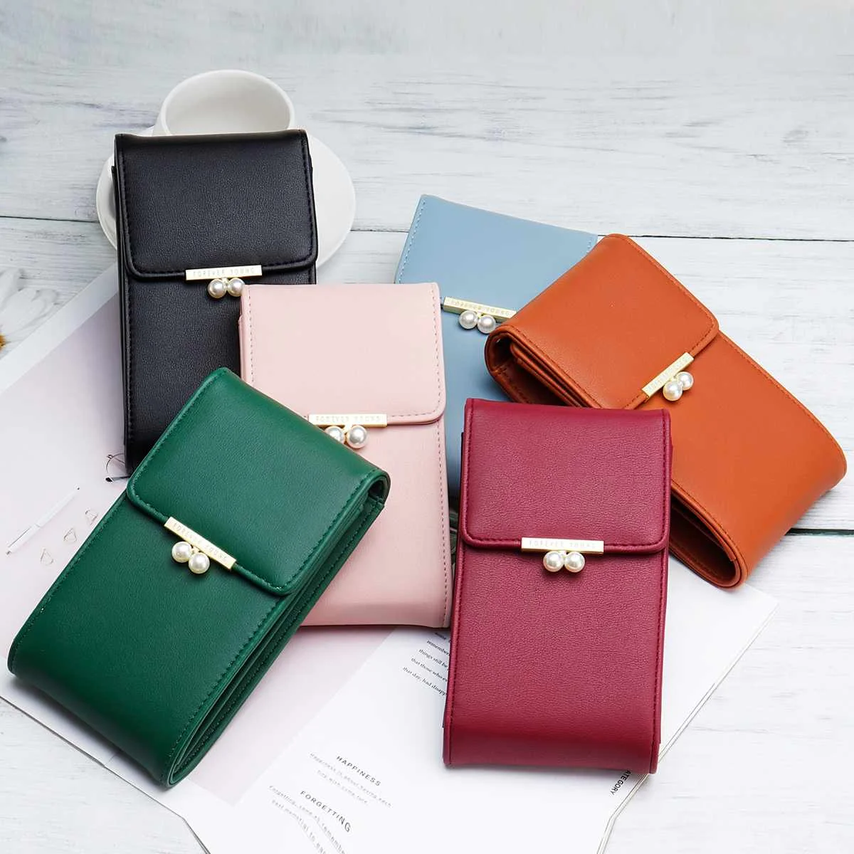 Women Wallet Purse Sky Vintage Balloon Colorful Clutch Bag Leather