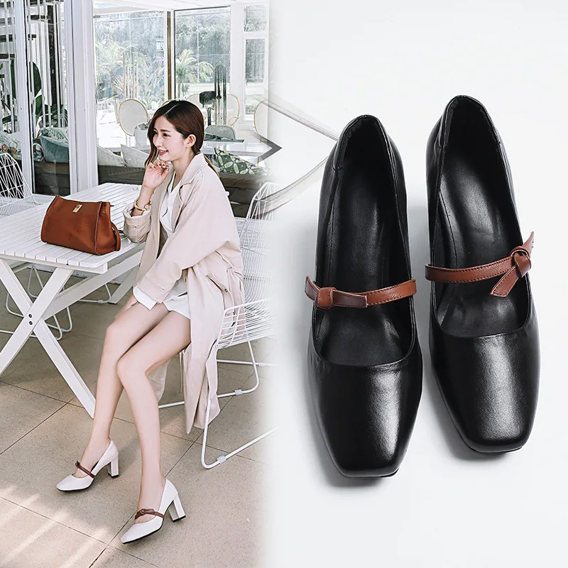 2019 Spring New Style Chunky-Heel Square Head Low-Cut Versitile Fashion Bow Bandage Cloth Full-grain Leather High Heel Shoes 
2019 Spring New Style Chunky-Heel Square Head Low-Cut Versitile Fashion Bow Bandage Cloth Full-grain Leather High Heel Shoes