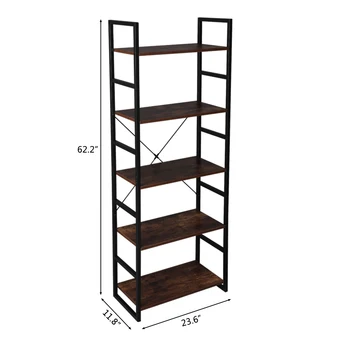 【US Warehouse】5 Tier Vintage Bookcase Shelf Storage Organizer Wood and Metal Bookshelf Rack 
【US Warehouse】5 Tier Vintage Bookcase Shelf Storage Organizer Wood and Metal Bookshelf Rack