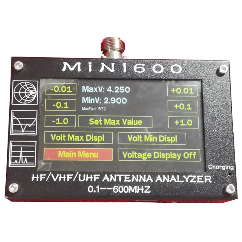 New Mini600 5V/1.5A Hf Vhf Uhf Antenna Analyzer 0.1-600Mhz Swr Meter 1.0-1999 For Radio
New Mini600 5V/1.5A Hf Vhf Uhf Antenna Analyzer 0.1-600Mhz Swr Meter 1.0-1999 For Radio