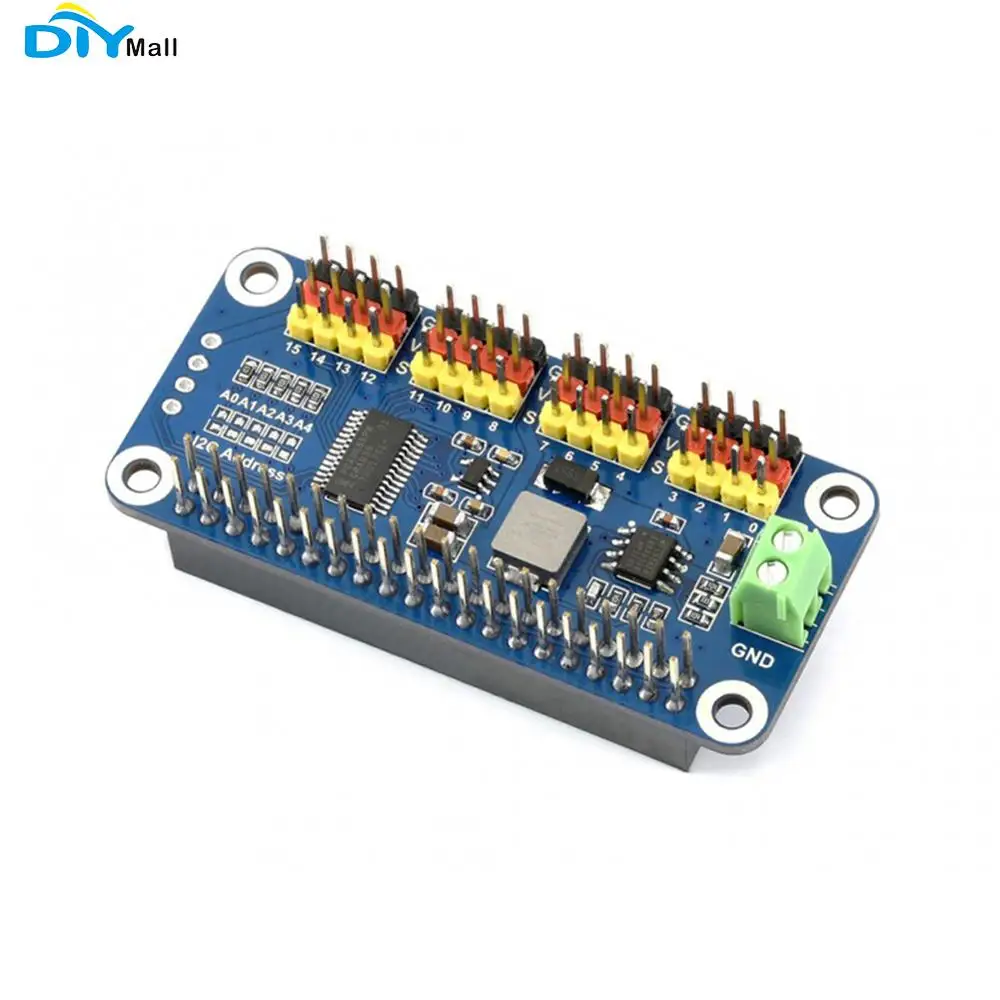 Waveshare Servo Driver HAT compatible with Raspberry Pi Zero/Zero W/Zero WH/2B/3B/3B+ 16-Channel 12-bit I2C Interface
Waveshare Servo Driver HAT compatible with Raspberry Pi Zero/Zero W/Zero WH/2B/3B/3B+ 16-Channel 12-bit I2C Interface