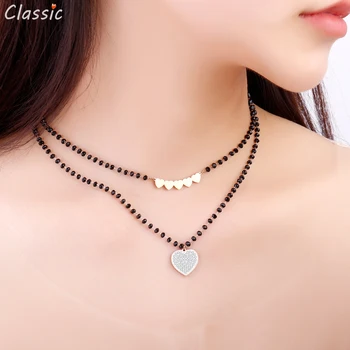 New Gold Color Trendy Double Layer Black Beads Chain Crystal Heart Pendant Necklace For Women Accessories Jewelry Gift Wholesale
New Gold Color Trendy Double Layer Black Beads Chain Crystal Heart Pendant Necklace For Women Accessories Jewelry Gift Wholesale
