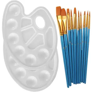 10Pieces Round Pointed Tip Nylon Hair Brush Set With 2 Piece Paint Tray Palette
10Pieces Round Pointed Tip Nylon Hair Brush Set With 2 Piece Paint Tray Palette