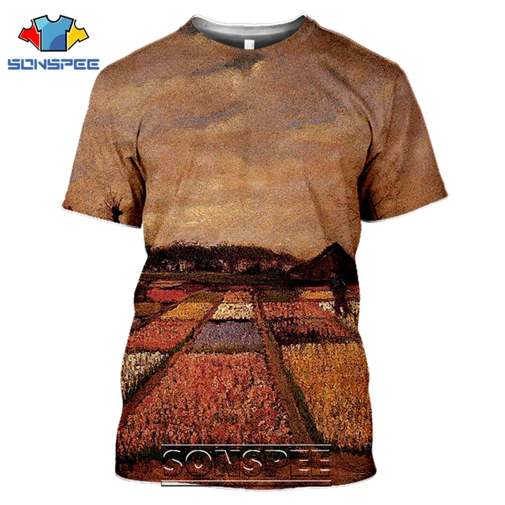 SONSPEE T-shirts Van Gogh 3D Print Men Women Casual Fashion Hip Hop Vintage Short Sleeve Streetwear Starry Night Tees Tops Shirt (4)