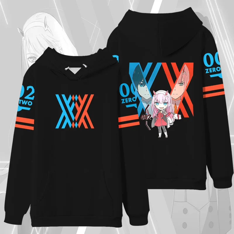 

Anime Hoodie Jacket ZERO TWO Darling in the franxx 02 Cosplay costume HIRO ICHIGO Hooded Sweatshirt Color Print Pullover Teens