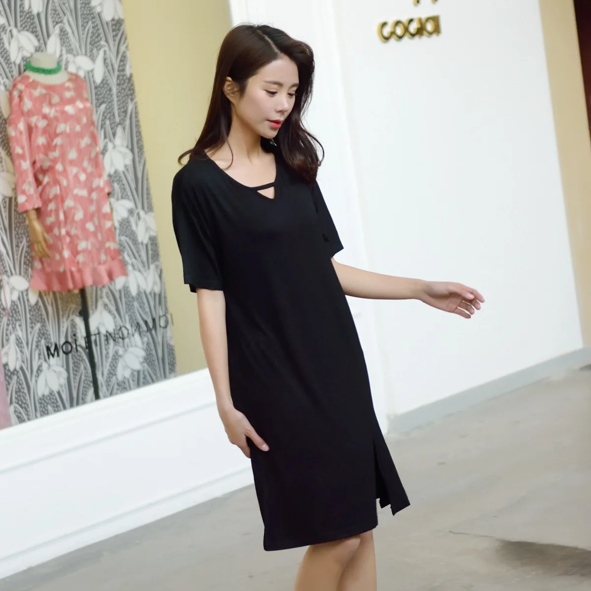 Spring And Summer Modal Cover Belly Dress Women's Large Zipper Pack 200 of Fat Mm Slimming Base Short Sleeve Medium-length Dress
Spring And Summer Modal Cover Belly Dress Women's Large Zipper Pack 200 of Fat Mm Slimming Base Short Sleeve Medium-length Dress