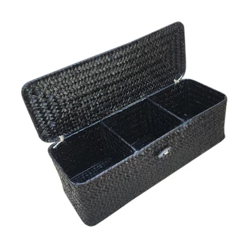 3 Compartment Storage Box Wicker Rattan Basket with Cover Sundries Holder Case Container Desktop Organizer
3 Compartment Storage Box Wicker Rattan Basket with Cover Sundries Holder Case Container Desktop Organizer