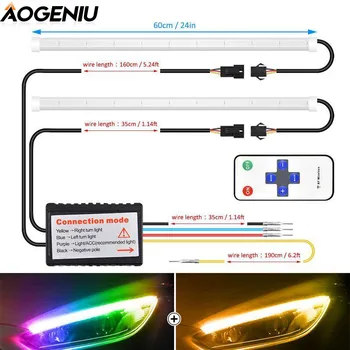 AOGENIU 2pcs LED Daytime Running Lights RF Remote Control Dual Color Colorful/Amber Turn Signal Guide Strip Decorative Car Lamp
AOGENIU 2pcs LED Daytime Running Lights RF Remote Control Dual Color Colorful/Amber Turn Signal Guide Strip Decorative Car Lamp