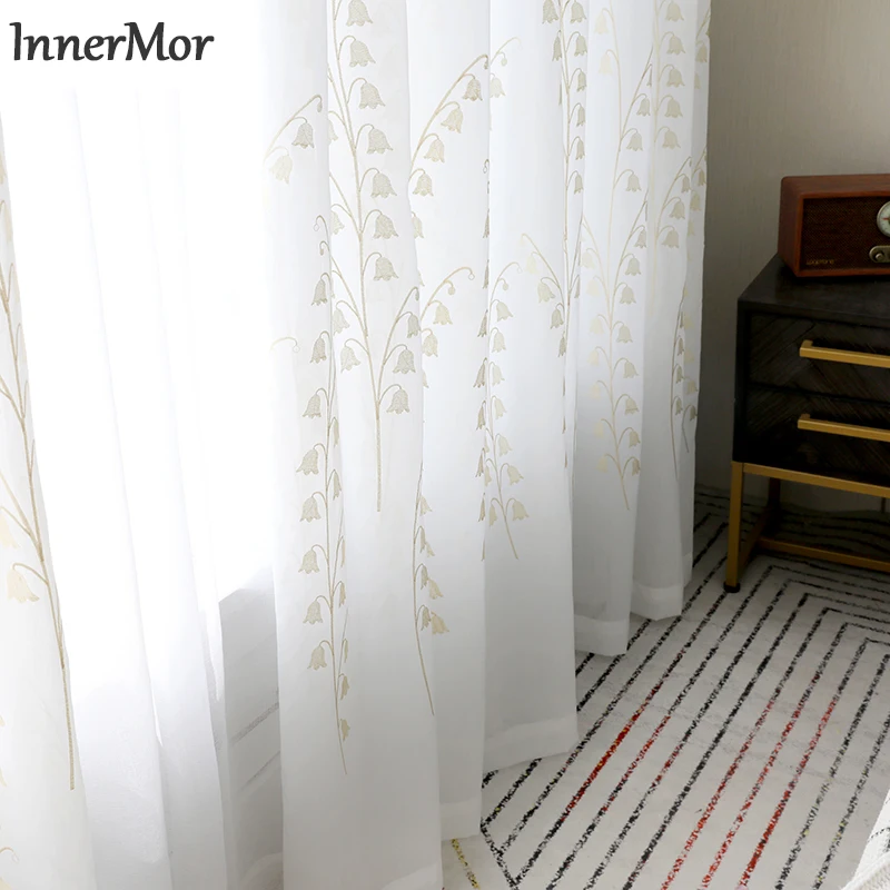 Innermor White Embroidered curtains floral For Living room Lily of the valley curtains for bedroom and kitchen Window Customized
Innermor White Embroidered curtains floral For Living room Lily of the valley curtains for bedroom and kitchen Window Customized