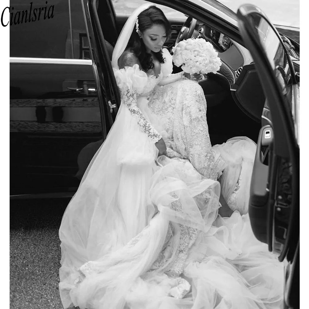 Plus Size Lace Wedding Dresses Long Sleeves Off Shoulder Mermaid Robe De with Detachable Train Dubai Wedding Bridal Gowns
Plus Size Lace Wedding Dresses Long Sleeves Off Shoulder Mermaid Robe De with Detachable Train Dubai Wedding Bridal Gowns