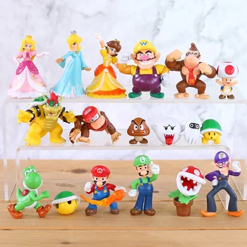Super Mario Bros Mario Luigi Wario Waluigi Toad Bowser Yoshi Peach Daisy Rosalina Goomba Koopa Mini PVC Figures Toys Set
Super Mario Bros Mario Luigi Wario Waluigi Toad Bowser Yoshi Peach Daisy Rosalina Goomba Koopa Mini PVC Figures Toys Set