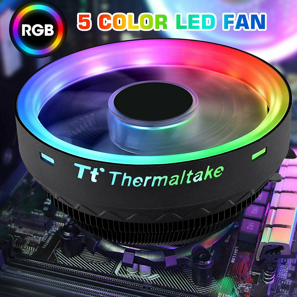 RGB Fan CPU Cooler LED 5 Color Radiator Fan Heatsink 4pin For Intel LGA1156/1155/775/1150,AMD/FM1/FM2/FM2+/AM2/AM2+/AM3+/AM4
RGB Fan CPU Cooler LED 5 Color Radiator Fan Heatsink 4pin For Intel LGA1156/1155/775/1150,AMD/FM1/FM2/FM2+/AM2/AM2+/AM3+/AM4