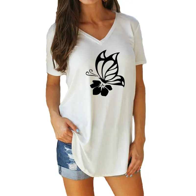 Butterfly picking print T Shirt Summer Women's Casual Loose cotton Short Sleeve V-Neck Tee Tops
Butterfly picking print T Shirt Summer Women's Casual Loose cotton Short Sleeve V-Neck Tee Tops