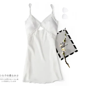 Ladies Sexy Silk Sleepwear Satin Nightgown V-neck Nightdress Slip Nighties Summer Night Dress Lace Night Gown Lingerie For Women
Ladies Sexy Silk Sleepwear Satin Nightgown V-neck Nightdress Slip Nighties Summer Night Dress Lace Night Gown Lingerie For Women