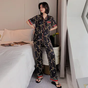 Short sleeved Pajamas for Instagram Ladies, Ice summer leisure suit, home wear, thin satin imitation silk air conditioner
Short sleeved Pajamas for Instagram Ladies, Ice summer leisure suit, home wear, thin satin imitation silk air conditioner