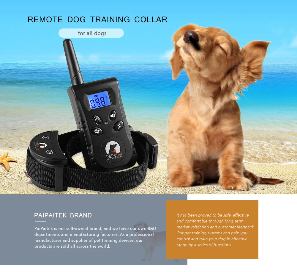 PaiPaitek 3 Modes 500M Rechargeable Dog Training Collar Electrical Anti Bark Waterproof Remote Pet Dog Shock Training Collar
PaiPaitek 3 Modes 500M Rechargeable Dog Training Collar Electrical Anti Bark Waterproof Remote Pet Dog Shock Training Collar