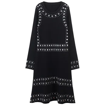 2020 Sequins Rivet Women Knitted Dresses Autumn Winter Long Sleeve Elegant Vestidos Party Female Black Ladies Sweater Dress
2020 Sequins Rivet Women Knitted Dresses Autumn Winter Long Sleeve Elegant Vestidos Party Female Black Ladies Sweater Dress