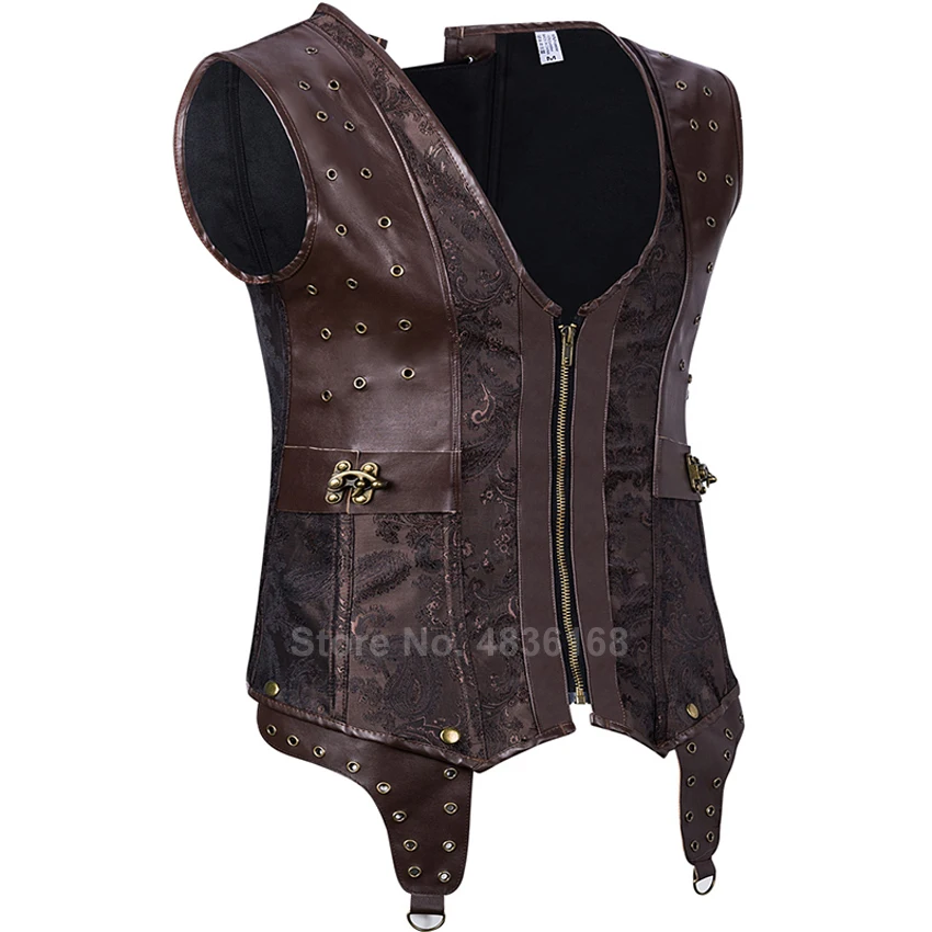 Steampunk Medieval Court Knight Man Body Shapers Waistcoat Jacket Faux Leather Rivet Vest Gothic 12 Steel Boned Longline Corset 
Steampunk Medieval Court Knight Man Body Shapers Waistcoat Jacket Faux Leather Rivet Vest Gothic 12 Steel Boned Longline Corset