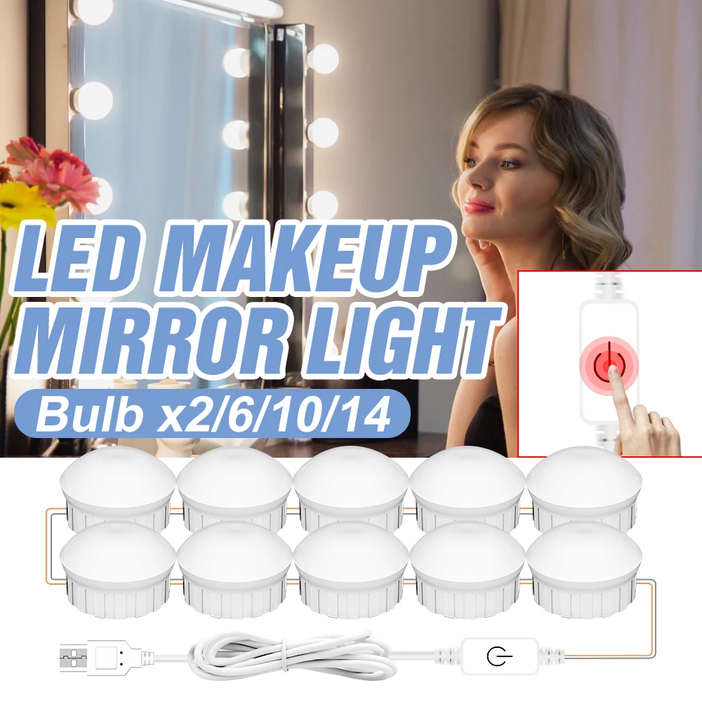 DC 12V Vanity Mirror Light Bulb LED Makeup Lamp Fill Selfie Bulb Dimmable USB Vanity Cabinet Light LED 3 Colors 2 6 10 14 Bulbs
DC 12V Vanity Mirror Light Bulb LED Makeup Lamp Fill Selfie Bulb Dimmable USB Vanity Cabinet Light LED 3 Colors 2 6 10 14 Bulbs