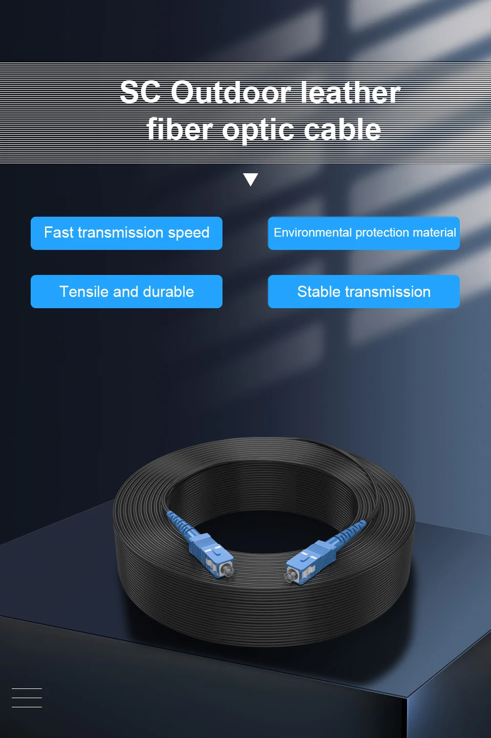 ONTi SC UPC to SC UPC Fiber Optic Drop Cable Single Mode Simplex 2.0mm Outdoor Fiber Optic Patch Cord Optical Patch Cable