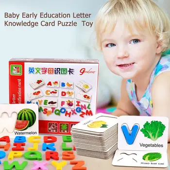 

Children Wooden Toys Fruits Vegetables Cognitive Card English Letter Knowledge Puzzle Learning Toy Education Supplies