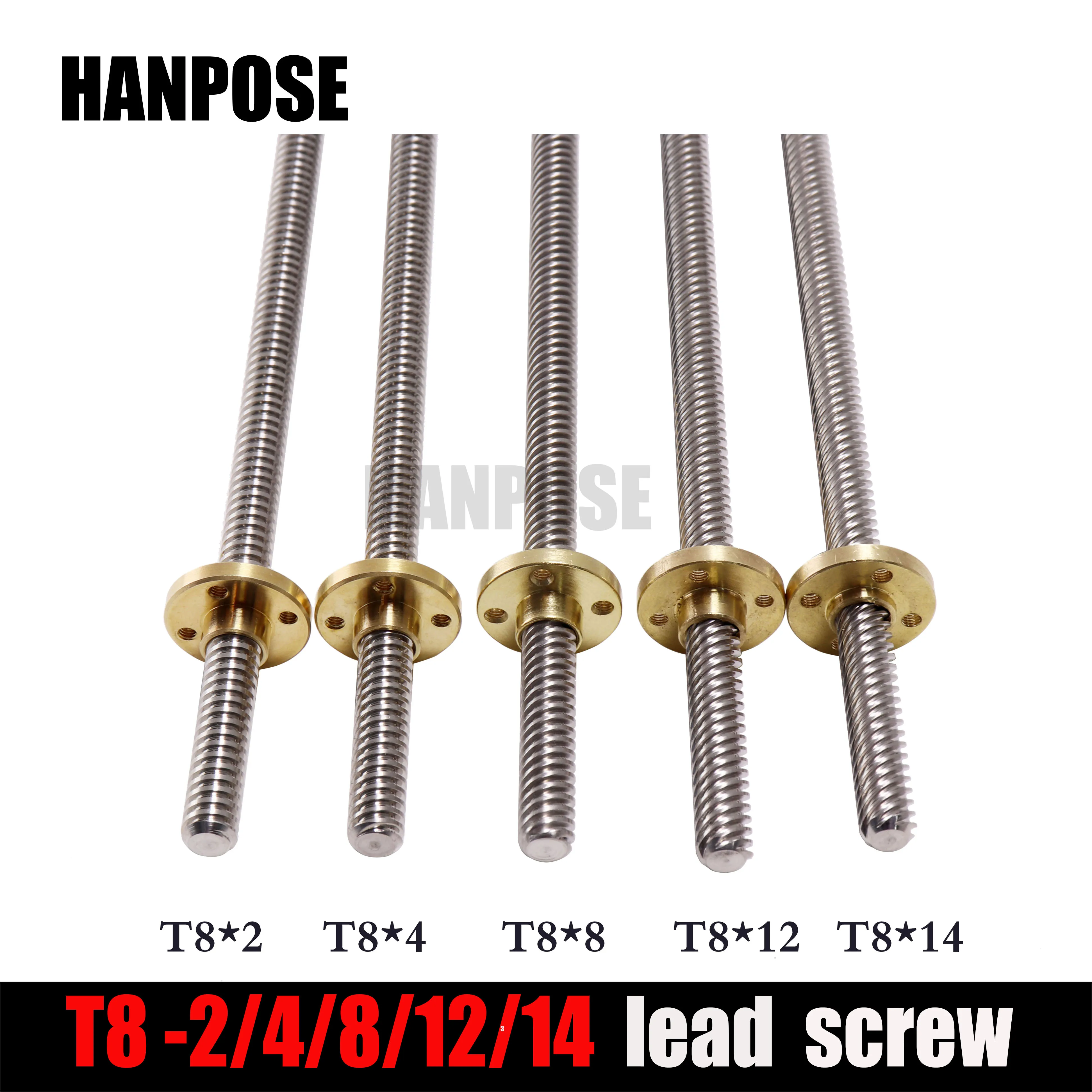 T8 Lead 2/4/8/12/14mm with Brass Nut 3D Printer Trapezoidal Rod Lead Screw Thread 8mm Length100mm200mm300mm
T8 Lead 2/4/8/12/14mm with Brass Nut 3D Printer Trapezoidal Rod Lead Screw Thread 8mm Length100mm200mm300mm