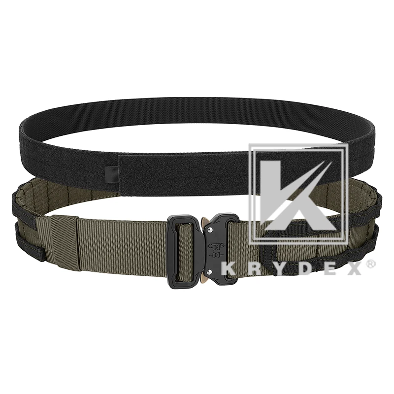 

KRYDEX 2 IN 1 Outer & Inner MOLLE Belt For Mens 1.75” & 1.5” Quick Release Buckle Tactical Rigger Duty Belt Ranger Green+Black