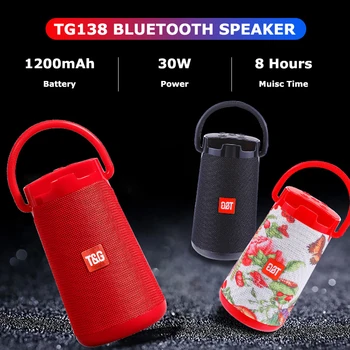 

30W High Power TG138 Outdoor Waterproof Portable Stereo Wireless Bluetooth Speaker Car Subwoofer FM Radio TF Card USB Speakers