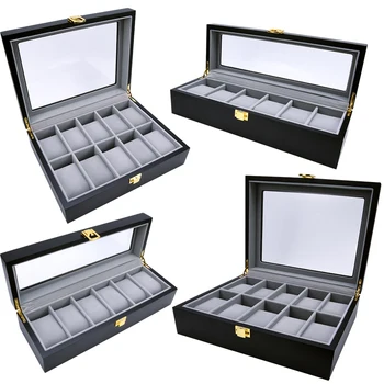 6/10/12 Slots Watch Box Black Wooden Luxury Watch Case Watch Display Strage Organizer Glass Top Watches Collector Storage Q40 
6/10/12 Slots Watch Box Black Wooden Luxury Watch Case Watch Display Strage Organizer Glass Top Watches Collector Storage Q40