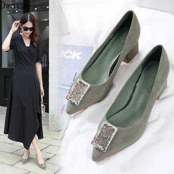 Korean Version Simple High Heels Pointed Rhinestone Metal Buckle Womens Shoes Fashion Square Heel Single Shoes Party Dress Pumps
Korean Version Simple High Heels Pointed Rhinestone Metal Buckle Womens Shoes Fashion Square Heel Single Shoes Party Dress Pumps
