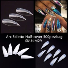 600/500 pièces opp stiletto ongles faux ongles conseils couverture complète faux ongles presse sur ongles Nep nagels pour manucure acrylique ongles(China)