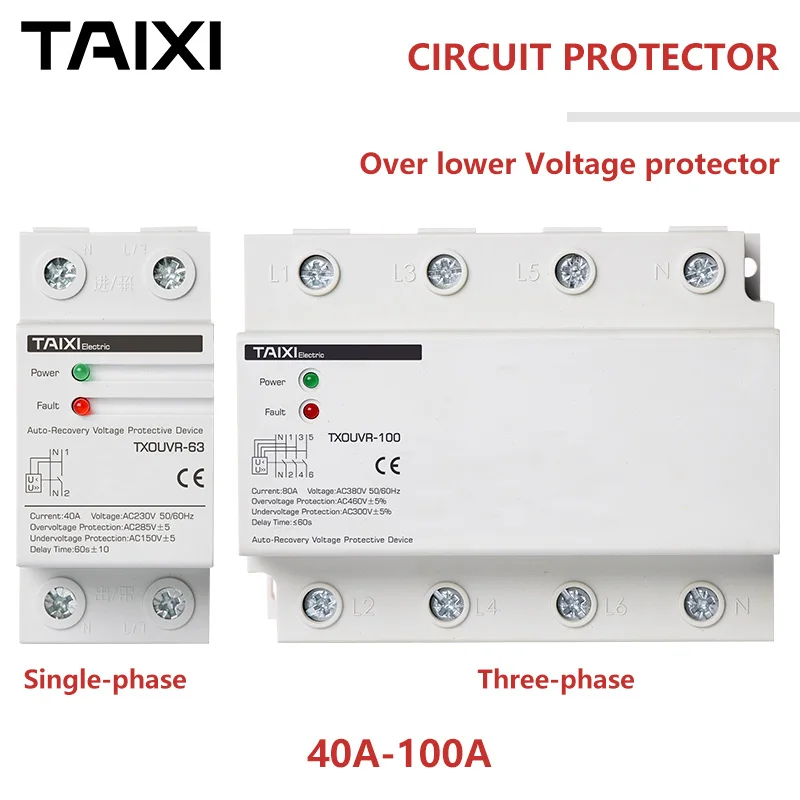 Over Lower Voltage Protector 3 Phase 40A 60A 100A With LED Light 60s 240s Self Recover Protector 240V 250V 380V 400V
Over Lower Voltage Protector 3 Phase 40A 60A 100A With LED Light 60s 240s Self Recover Protector 240V 250V 380V 400V