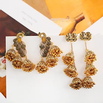 Retro Gypsy Women's Gold Peacock Earrings Indian Fashion Jewelry Wedding Ladies Earrings Orecchini Etnici
Retro Gypsy Women's Gold Peacock Earrings Indian Fashion Jewelry Wedding Ladies Earrings Orecchini Etnici
