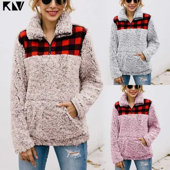 2019 Women Autumn Winter Thick Warm Faux Fur Fluffy Plaid Check Stitching Zipper Up Turtleneck Pullover Hoodies Sweatshirt
2019 Women Autumn Winter Thick Warm Faux Fur Fluffy Plaid Check Stitching Zipper Up Turtleneck Pullover Hoodies Sweatshirt