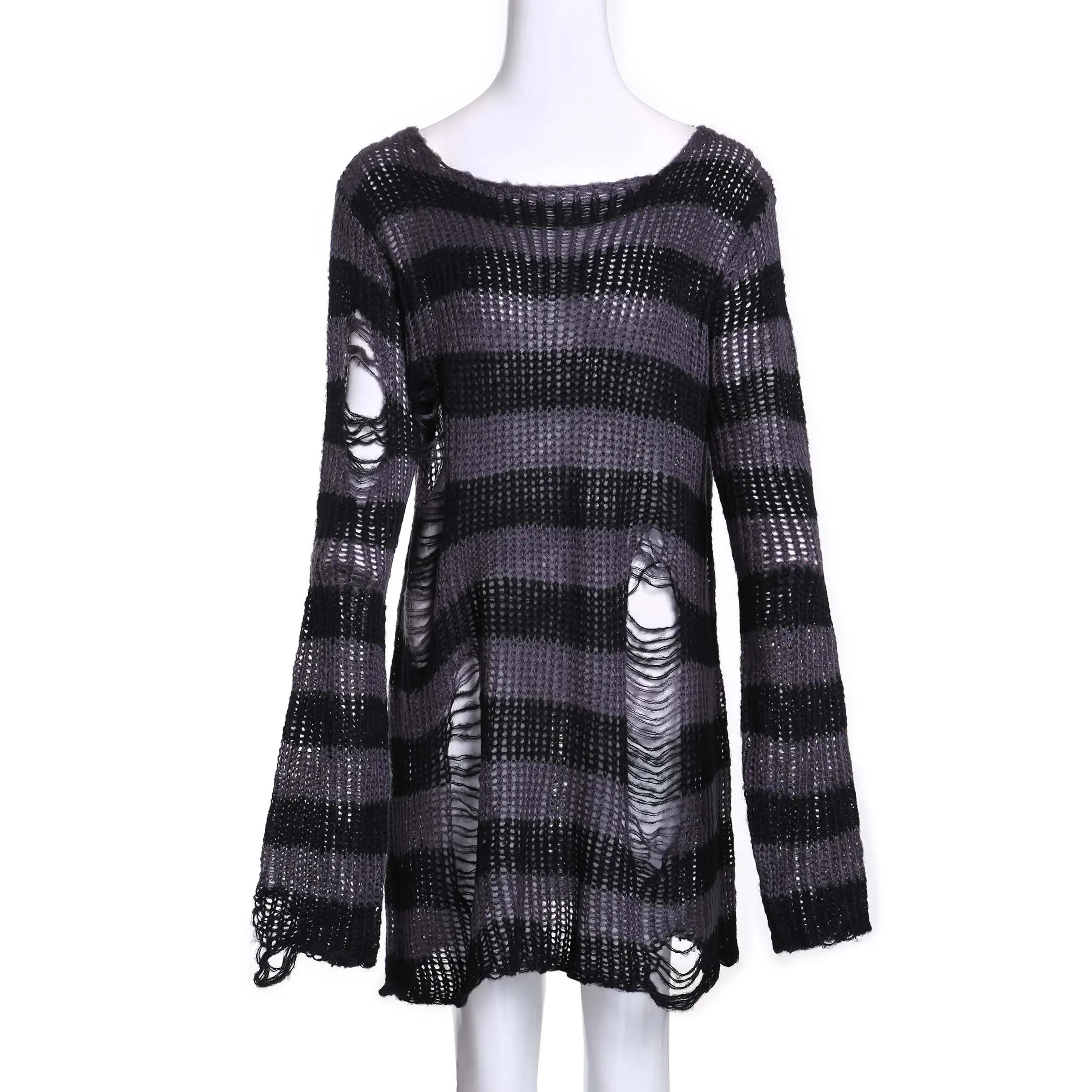 Женский свитер в полоску Rosetic готический Свитер оверсайз осенне-зимние пуловеры