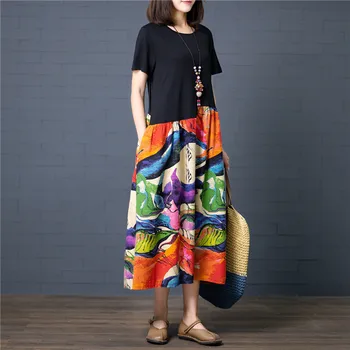 Real Shot 2020 Spring and Autumn New Literary Large Size Women's Loose Short-Sleeved Contrast Printed Cotton Dress
Real Shot 2020 Spring and Autumn New Literary Large Size Women's Loose Short-Sleeved Contrast Printed Cotton Dress